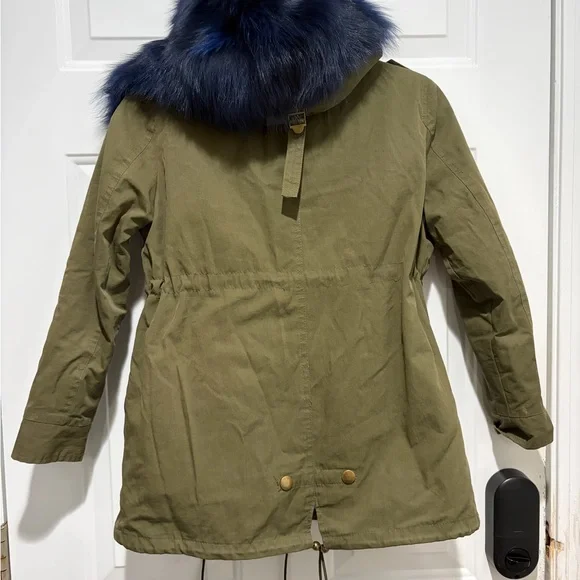 Lola and the Boys- Girls Utility Jacket with Blue Faux Fur removable lining - Picture 2 of 12
